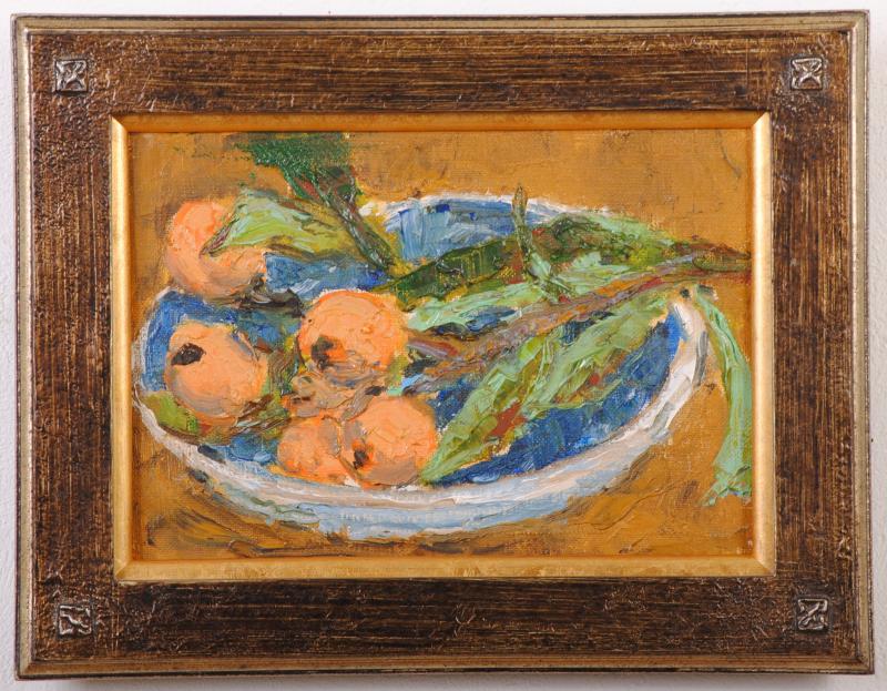 油絵の絵画で田代順七が描いた静物画の油絵「びわ」をご購入