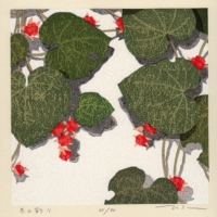 本荘正彦が木版画で制作した花や鳥の絵を通販で販売