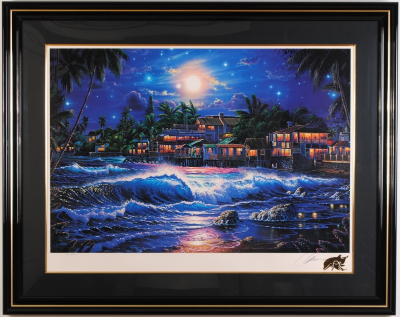 海の絵画をミクストメディアの版画で制作したクリスチャン・リース