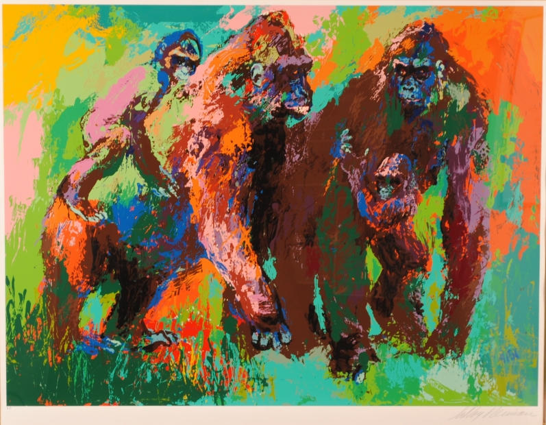 リロイ・ニーマンがシルクスクリーンの版画で制作したゴリラの絵