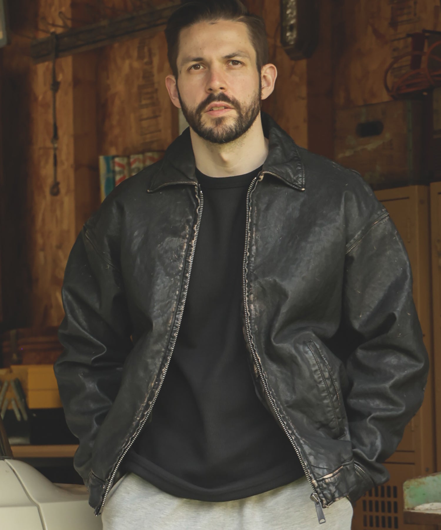 VINTAGE CRAFT SHEEP LEATHER / OVERSIZE RIDERS / M253122 – MR.OLIVE