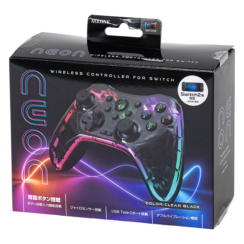Switch2用ワイヤレスネオンコントローラー クリアブラック ALG-NS2WNEC