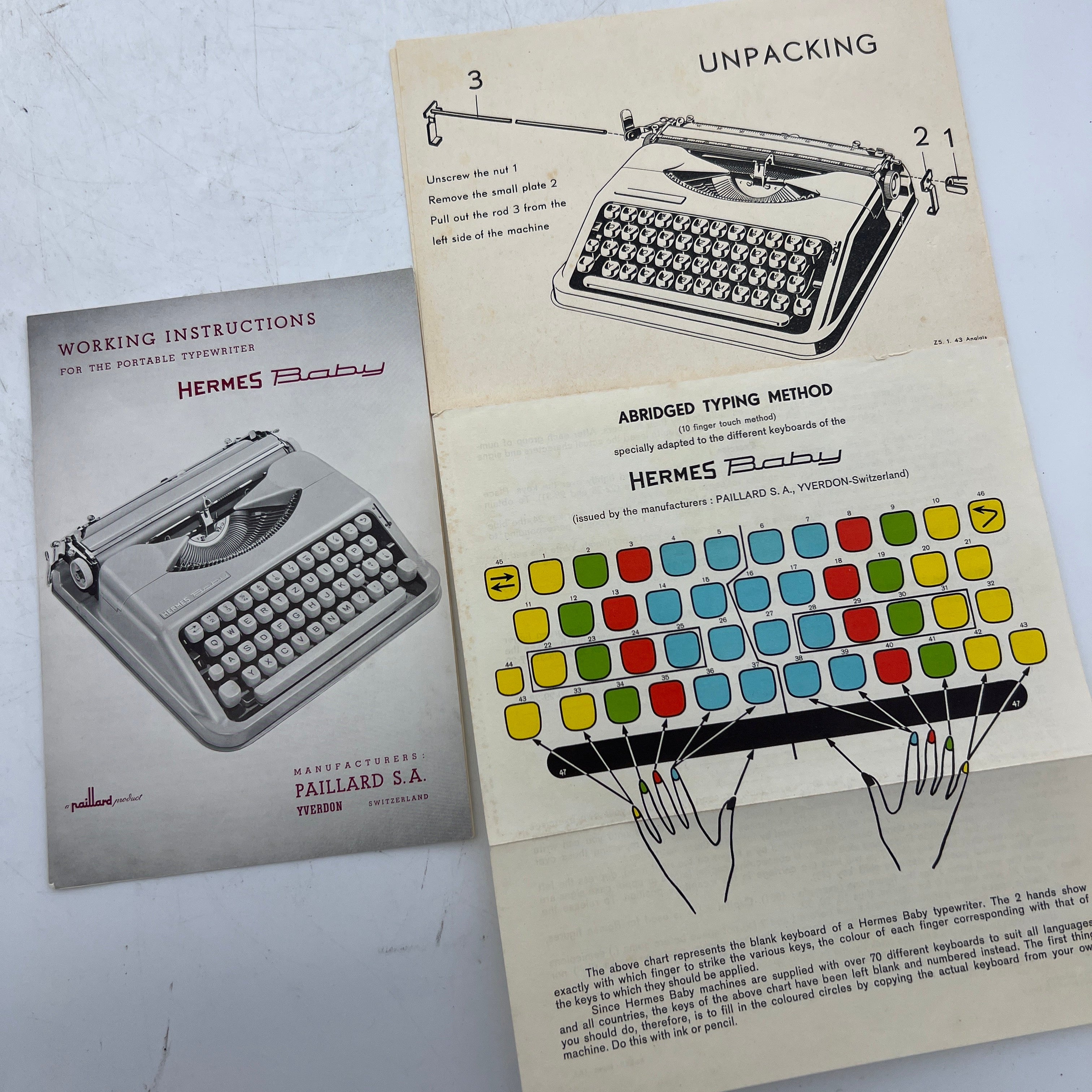 Baby Hermes Typewriter Manual user Instructions
