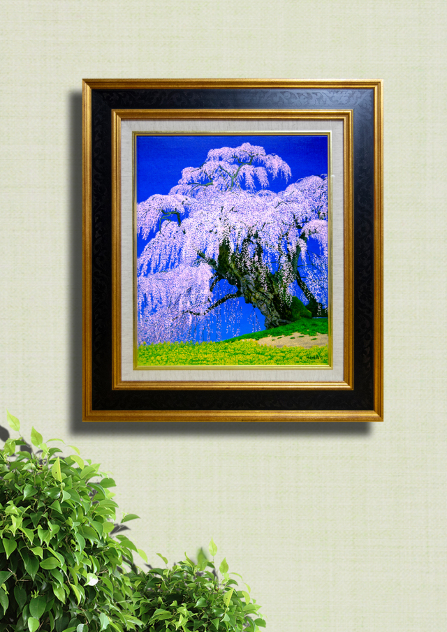 三春滝桜」油絵F8 百瀬太虚 (福島県三春町 日本三大桜 樹齢800年