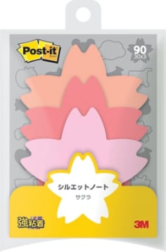 ポスト・イット® シルエットノート 強粘着タイプ サクラ, SSS-CHR,多色