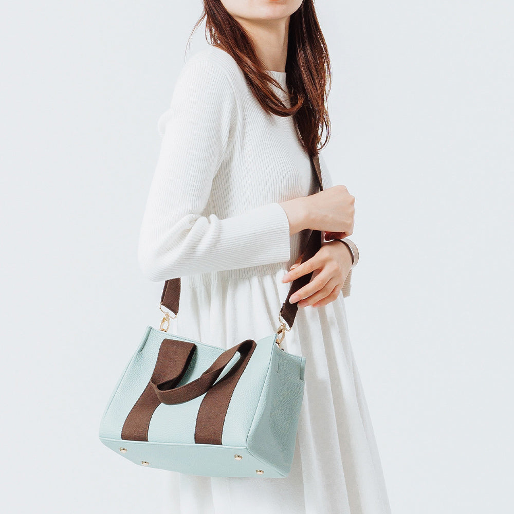 PVC(合成皮革) ショルダーベルト付き マグネット式 ミニ トート