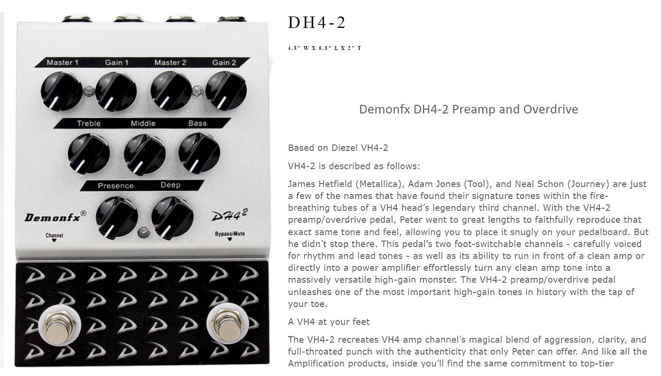 Demonfx DH4-2 Preamp and Overdrive Dual Channel with Deep and