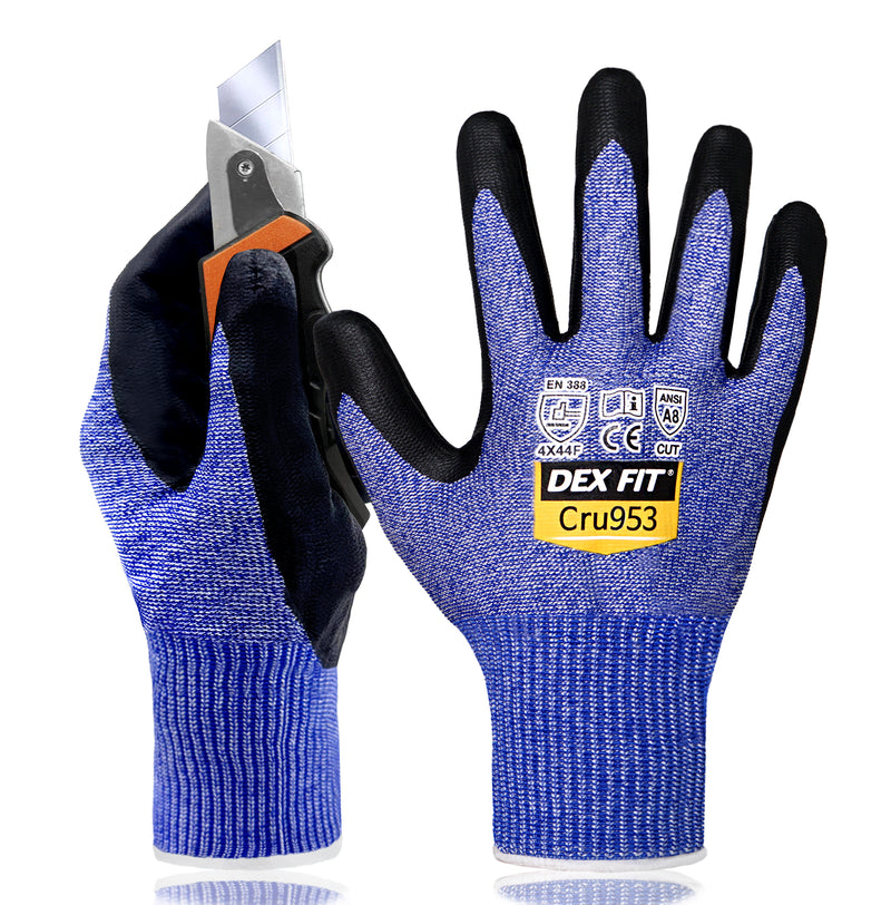 DEX FIT A8 Cut Resistant Gloves Cru953; Fiberglass Free, 3D