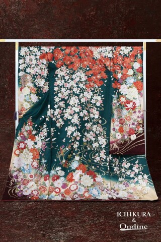 振袖専門店 オンディーヌの振袖 /緑色/赤色/古典/菊柄/ E-939 | My振袖