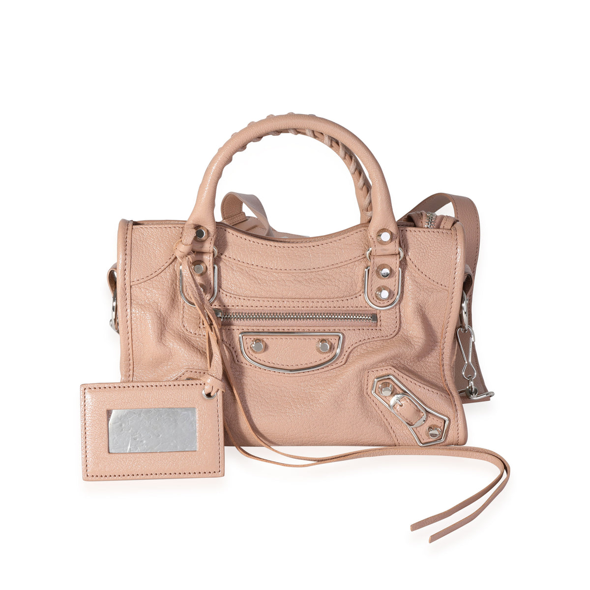 Balenciaga Rose De Sables Chèvre Leather Metallic Edge Mini City