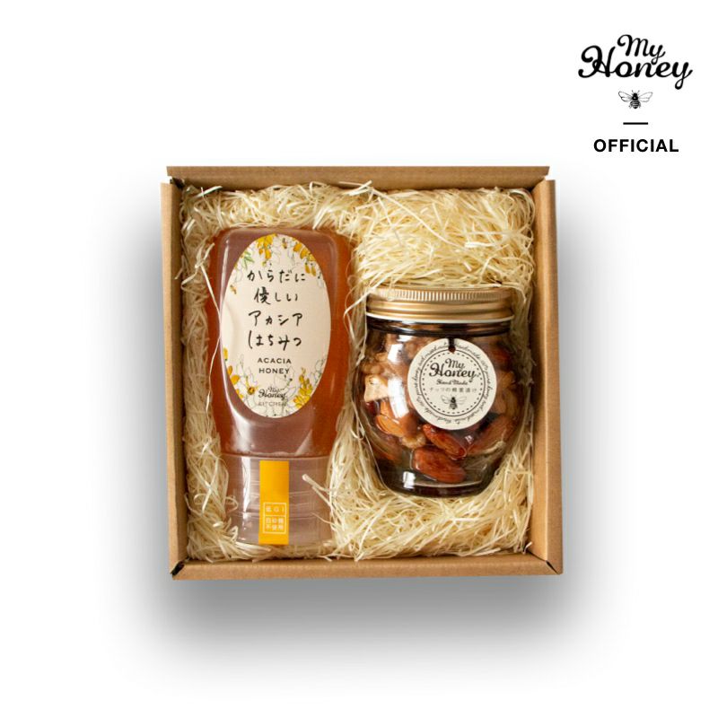 ナッツの蜂蜜漬けL(200g)&アカシア蜂蜜チューブ300gセット/ ギフト