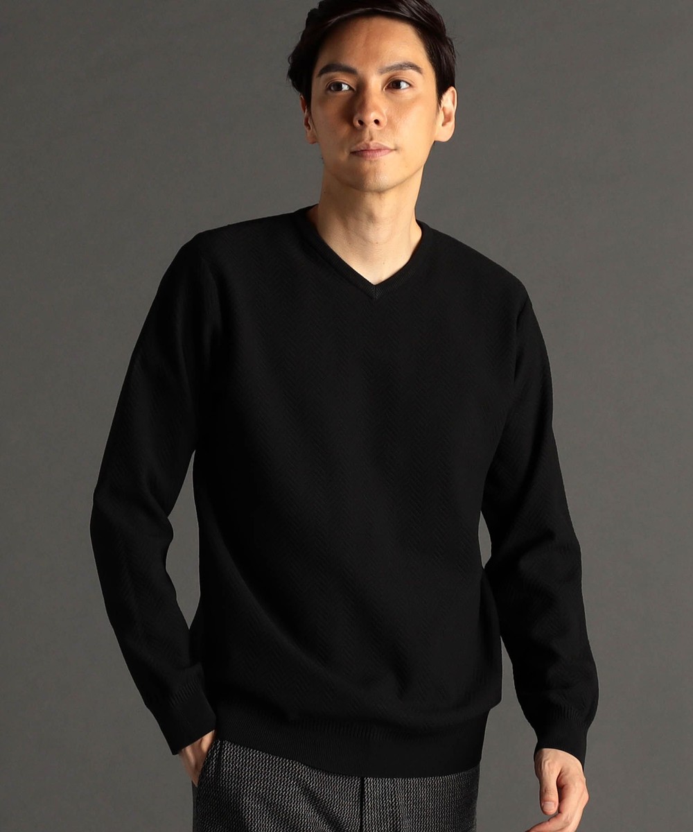 ヘリンボンジャカード Vネックニット｜プルオーバー｜ニコル公式通販