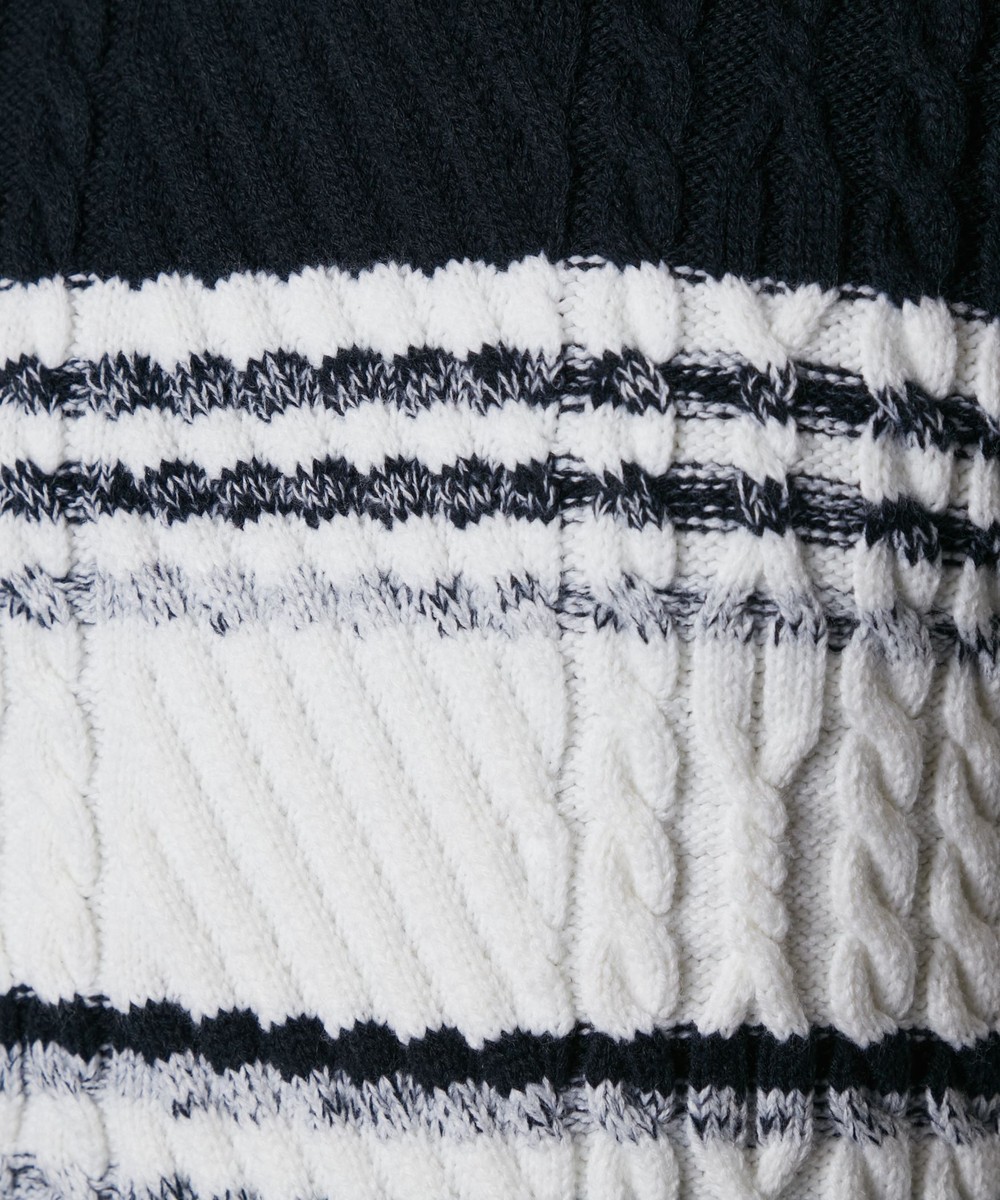 ケーブル編み衿ファスナータートルネックニット｜プルオーバー｜ニコル