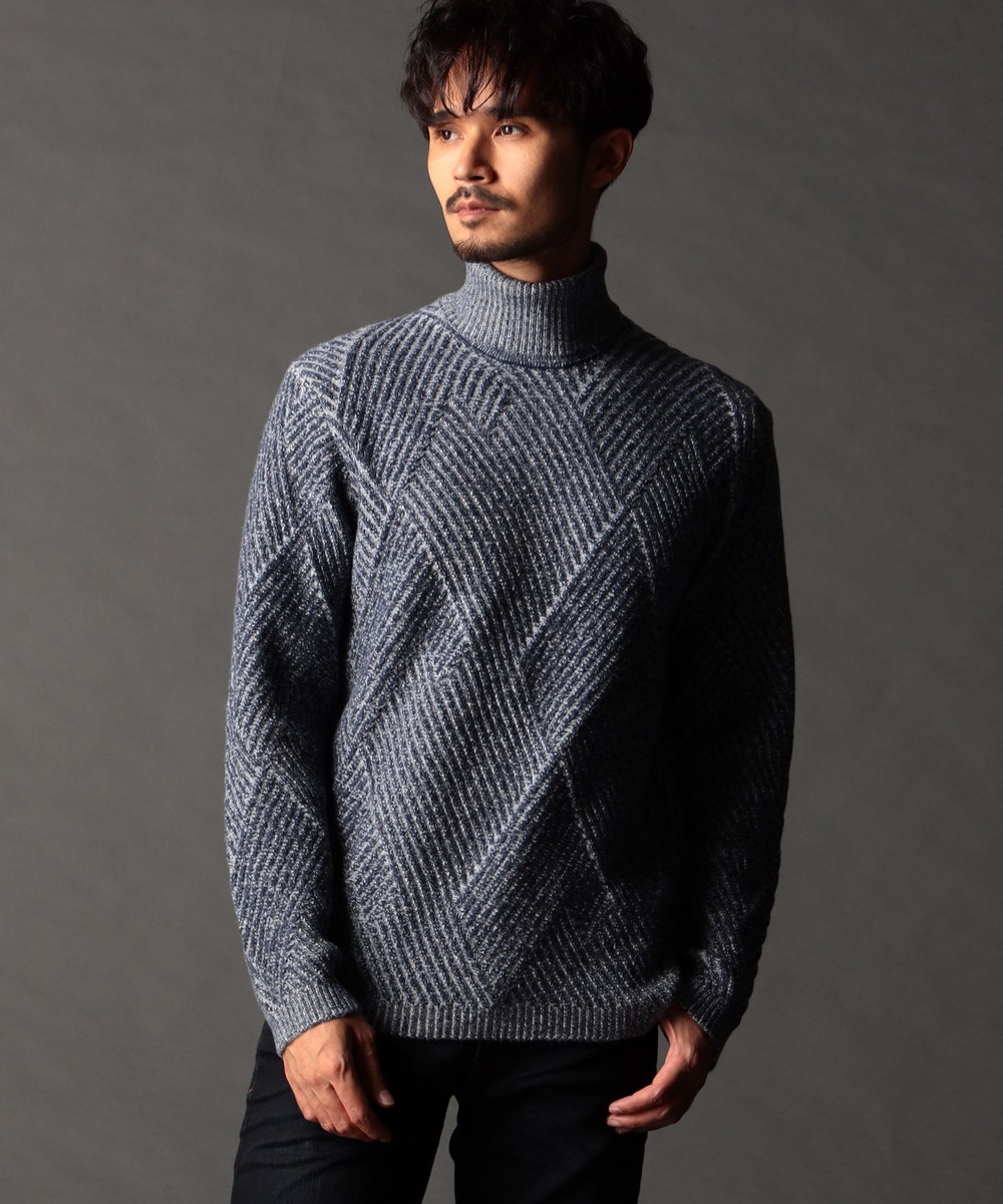 ビッグバスケットジャカード タートルネックニット｜プルオーバー