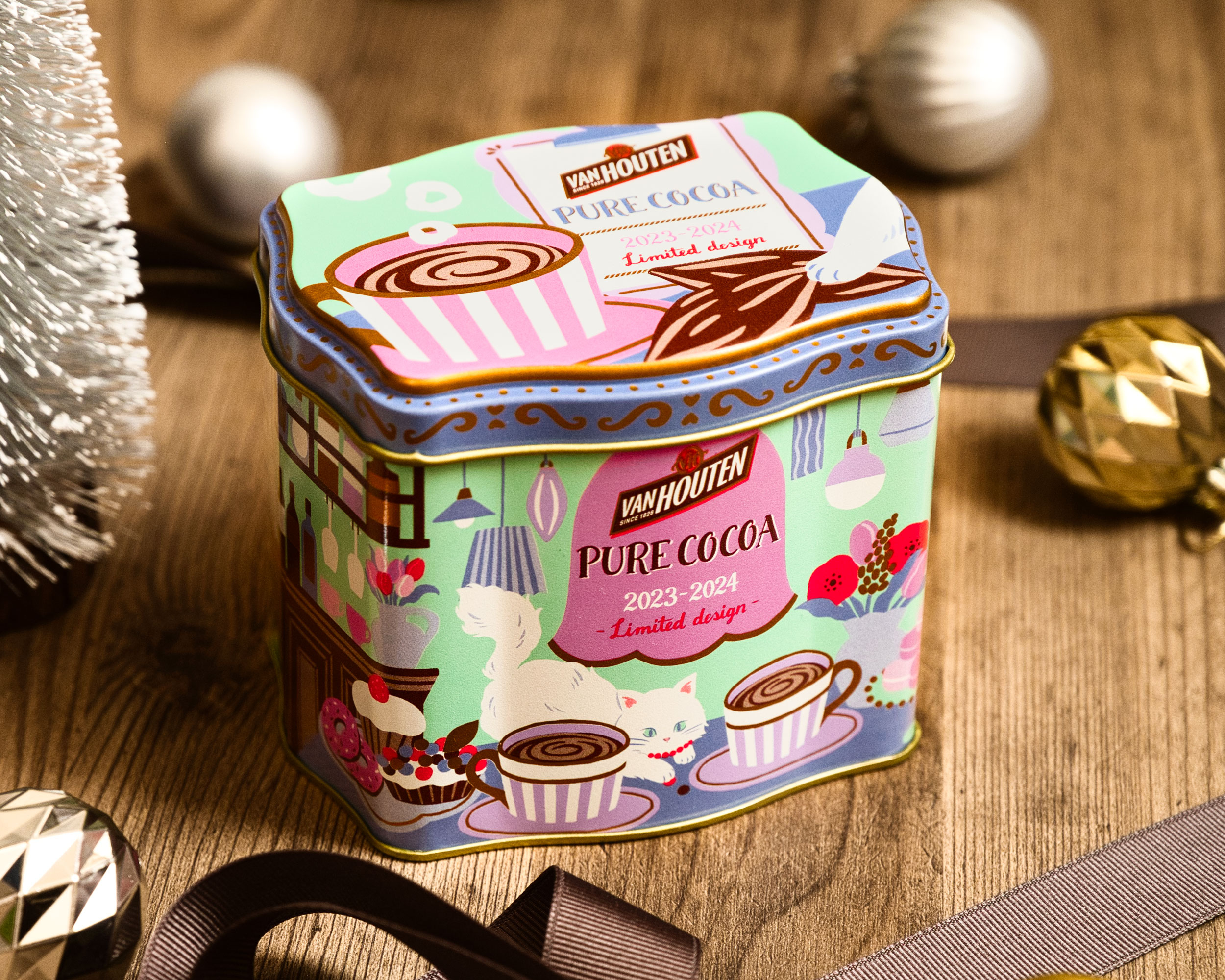 バンホーテンピュアココア 2023-2024冬季限定缶｜Miho Nameki Illustration