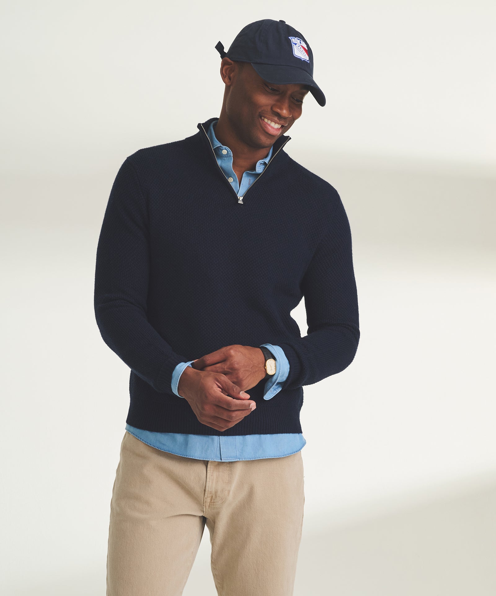 Textured Cotton Quarter Zip – NAADAM