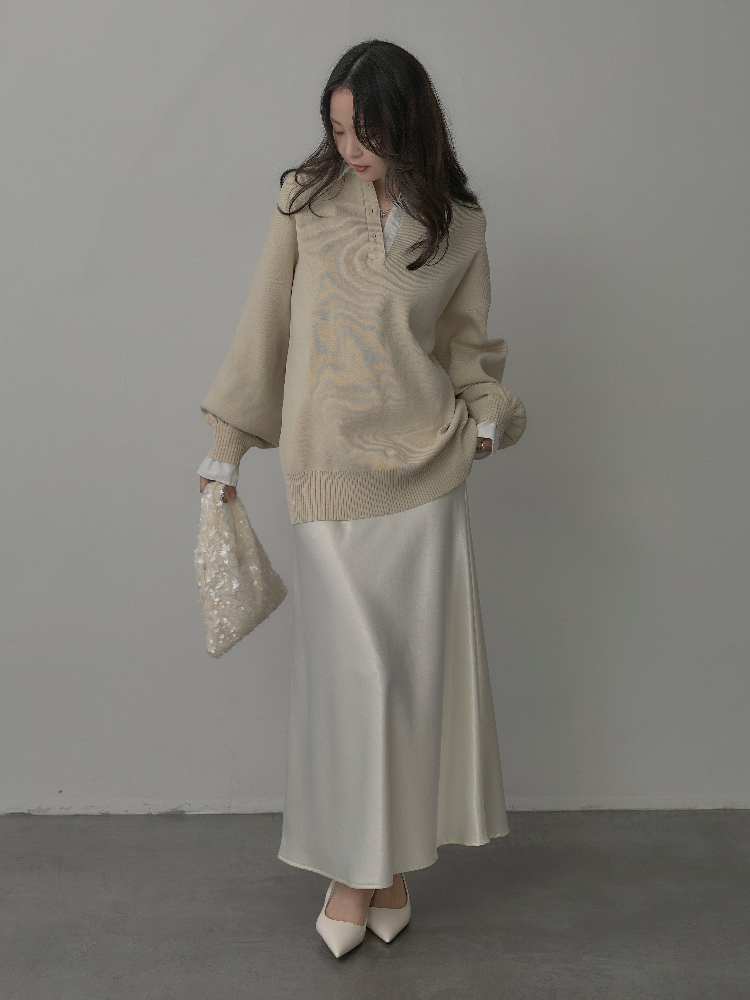 予約]ナローAラインサテンスカート – nairo