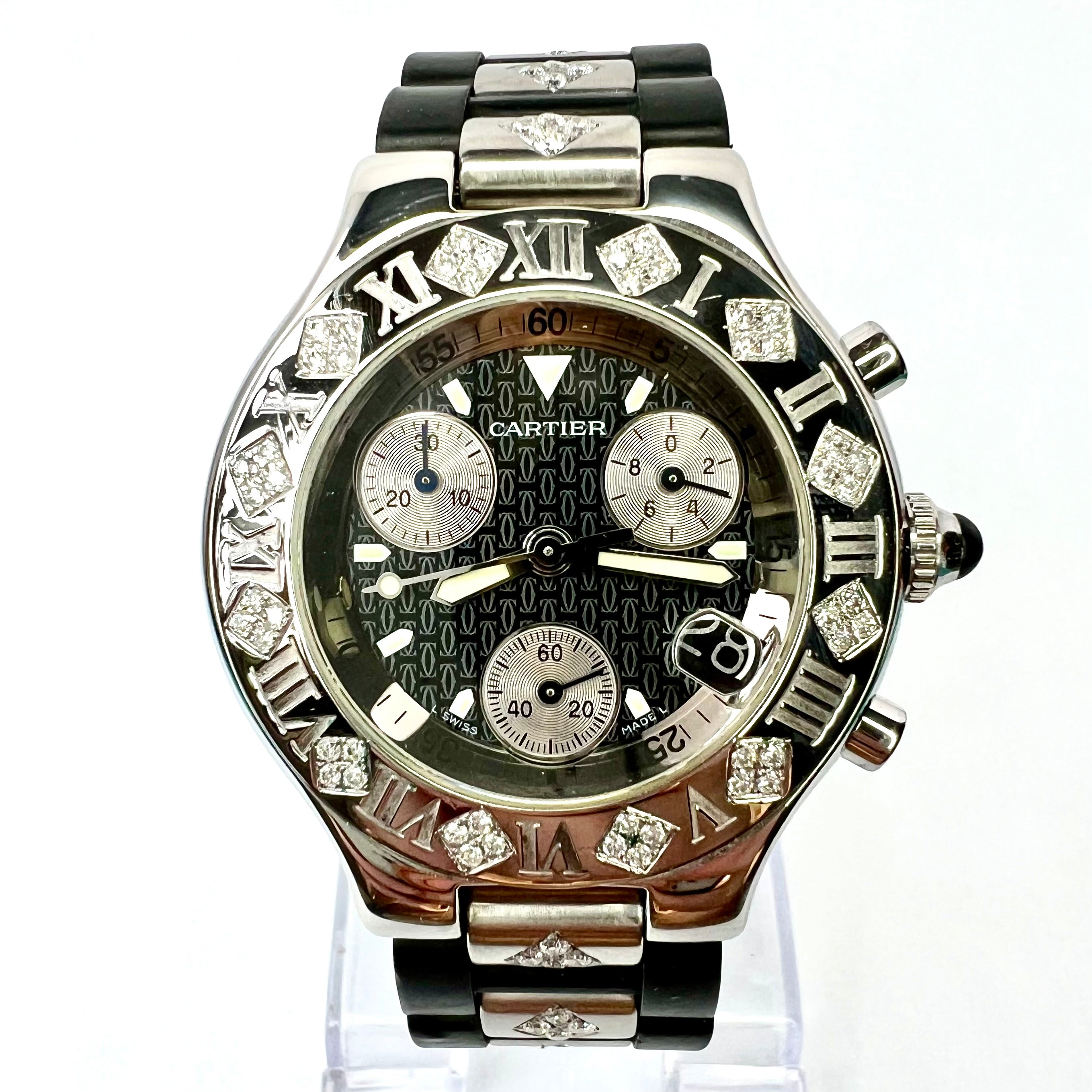 CARTIER CHRONOSCAPH 21 Chronograph Quartz Steel 38mm 1.86TCW