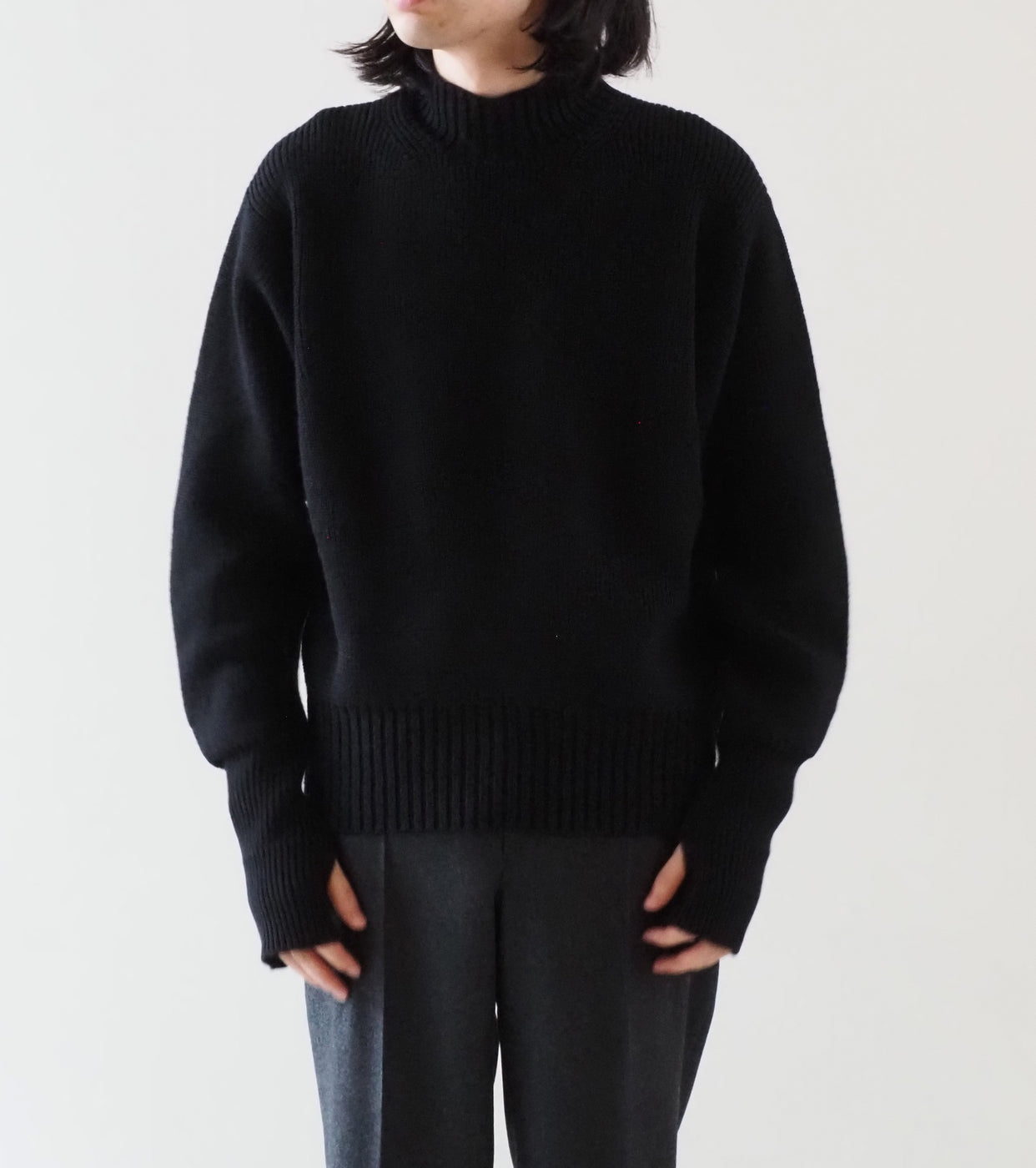 MAATEE＆SONS ラム 和紙 アーミー セーター , Black – Navyblue