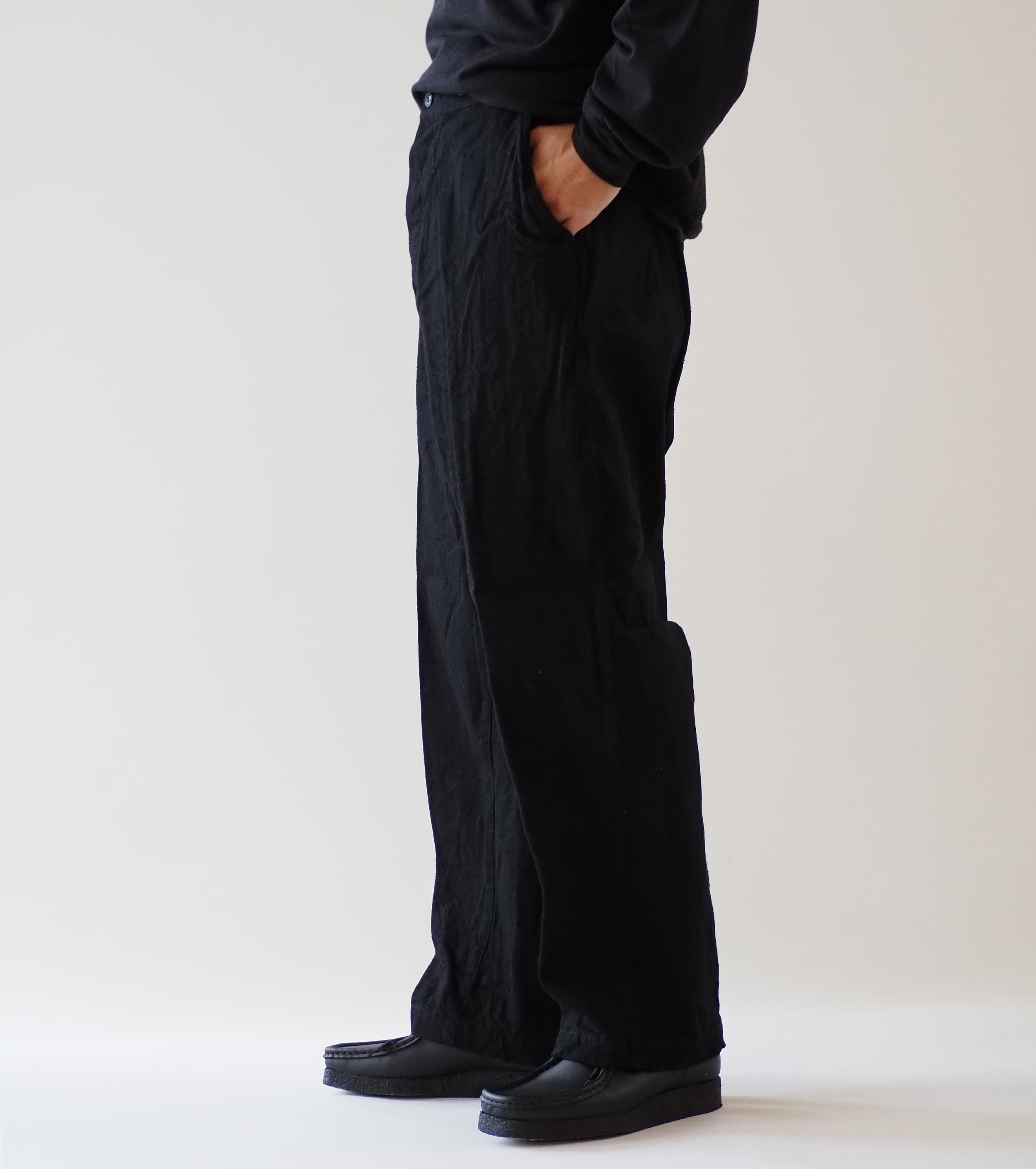 COMOLI デニム オーバー パンツ, Black – Navyblue