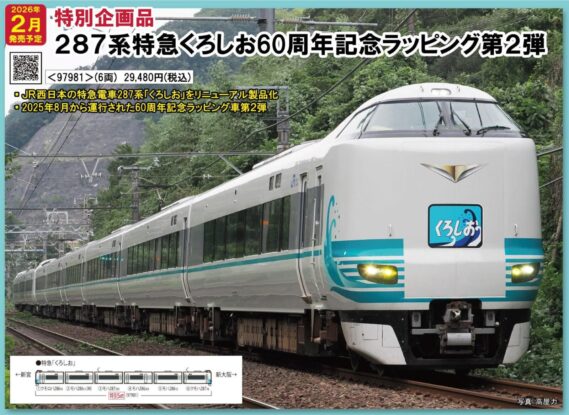 JR 287系特急電車(特急くろしお60周年記念ラッピング第2弾)セット 特別
