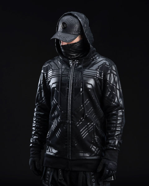 ZYPHR CYBERPUNK ZIP UP HOODIE BLACK
