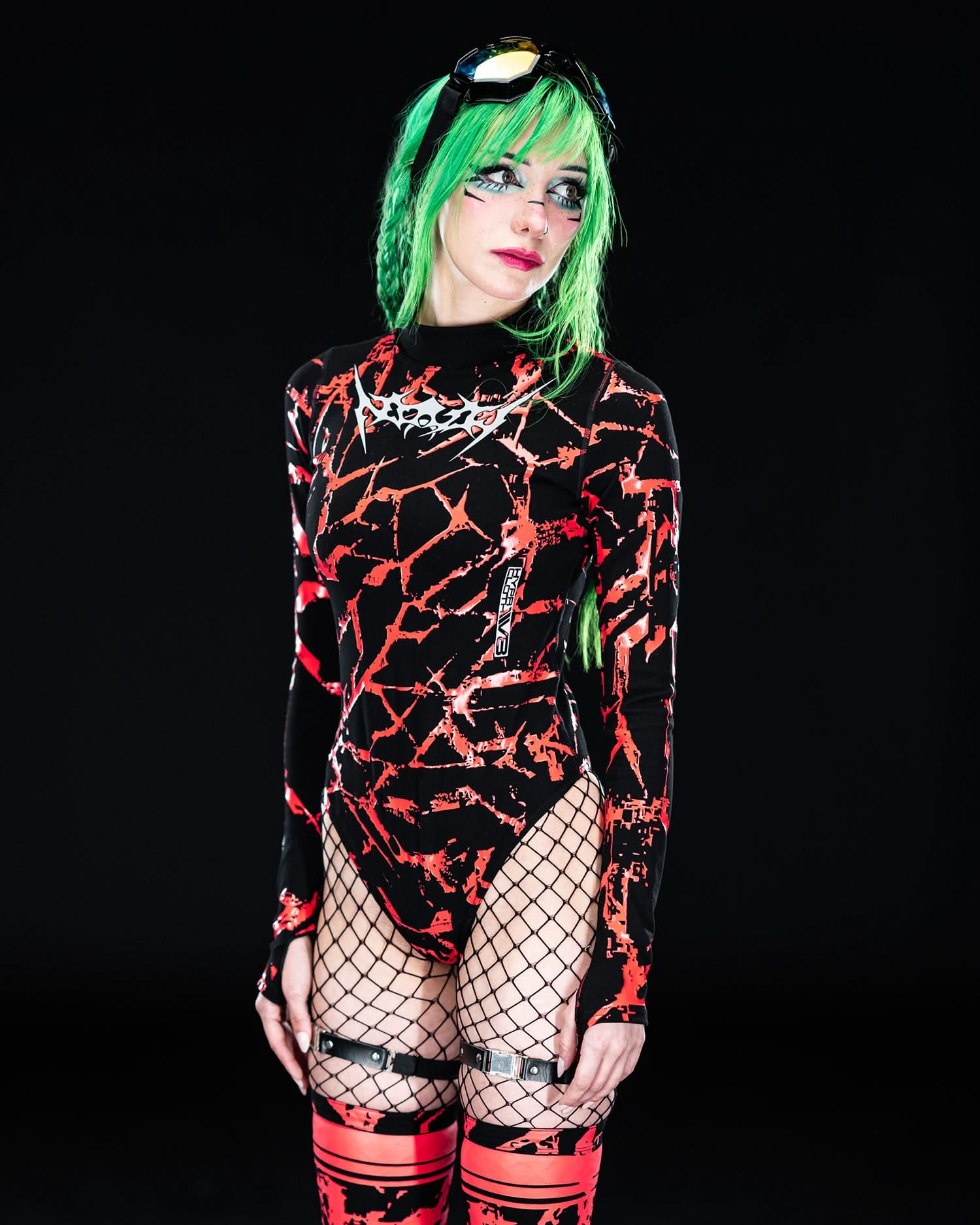 AP3X-7 SPIKEZ RED Cyberpunk Bodysuit