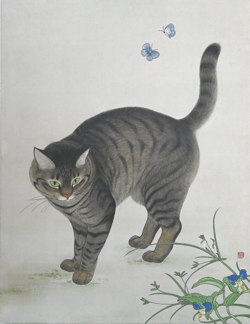 美術のなかの猫たち 猫好きのツボを刺激する小熊香奈子さんの日本画