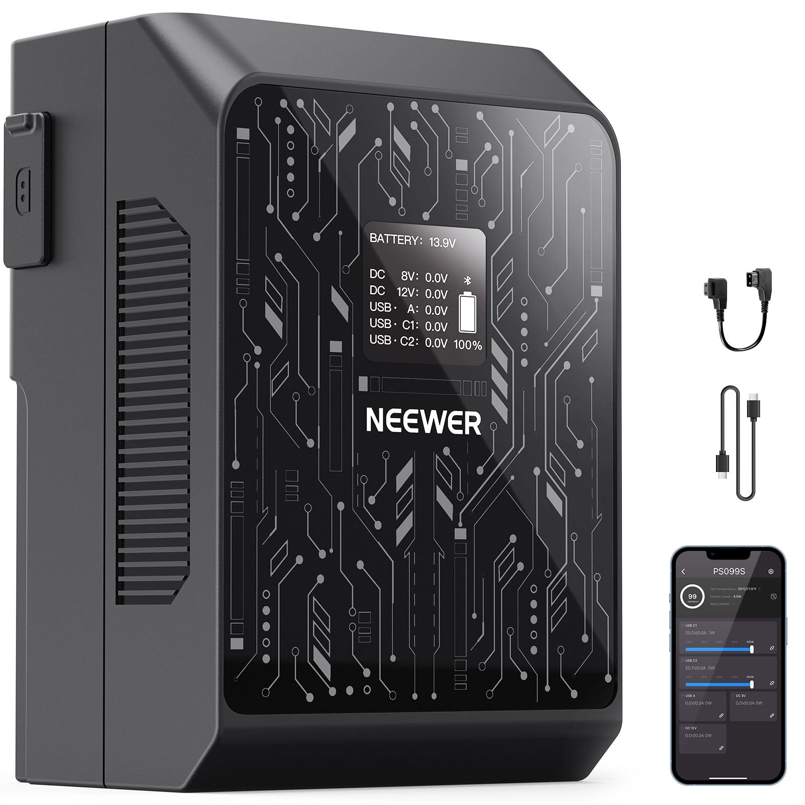 NEEWER PS099S 6800mAh 99Wh APP Control V Mount Battery