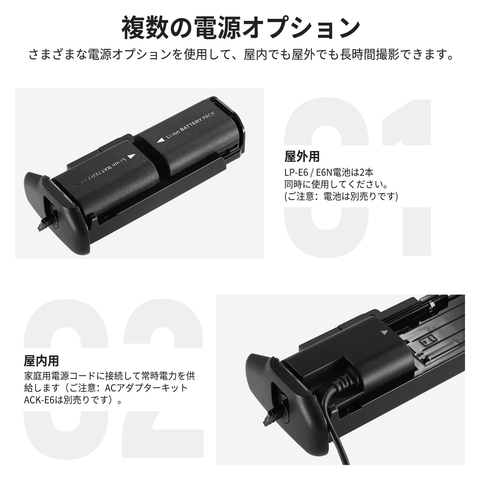 NEEWER BG-E21 交換用バッテリーグリップ Canon 6D Mark II DSLR