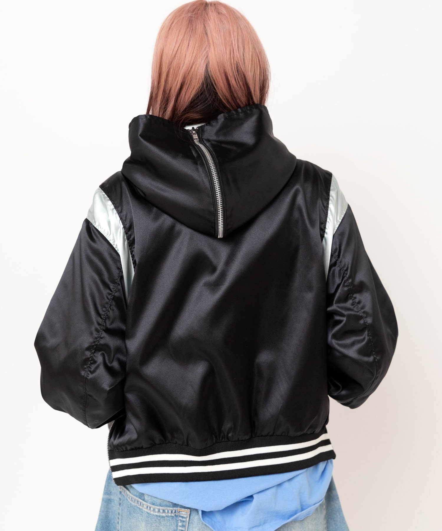 J2186 デニムコンビサテンスタジャン(M ブラック): アウター - RNA