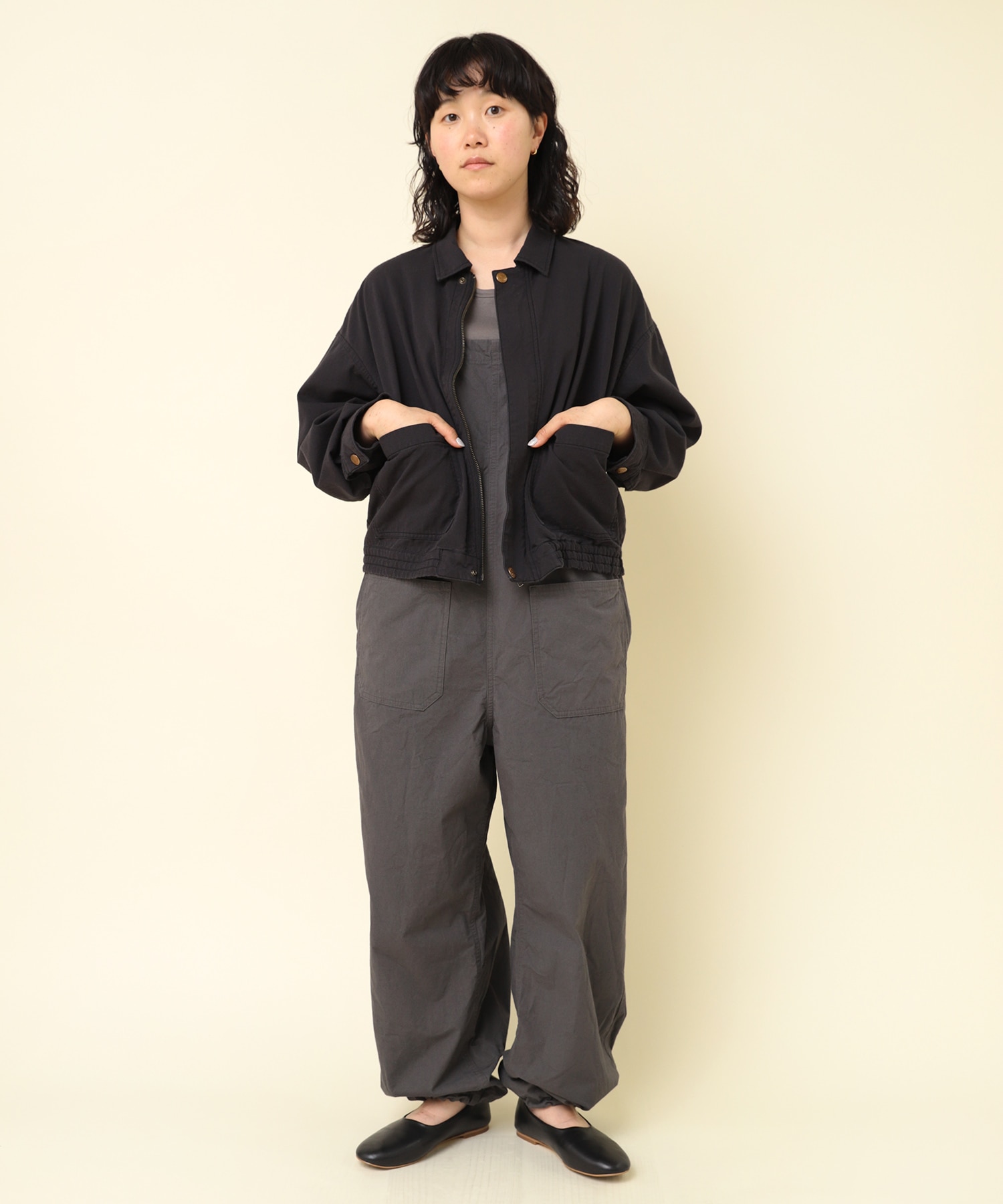 O0727 コンパクトウェザーオーバーオール(M チャコール
