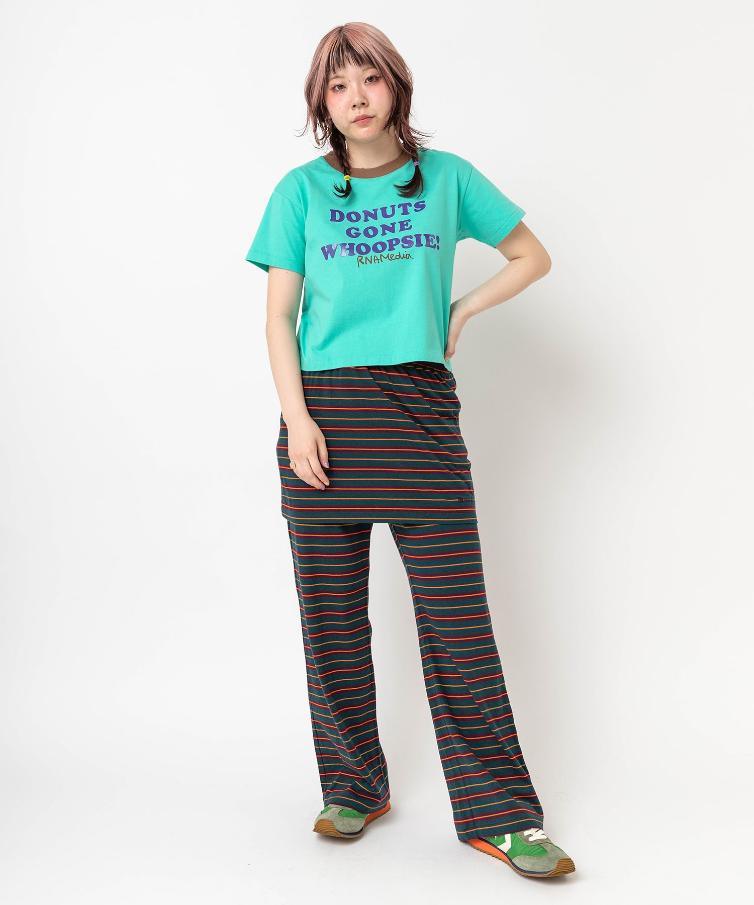 4月中旬納期】R4446 マルチボーダーイージーパンツ(M ブラック