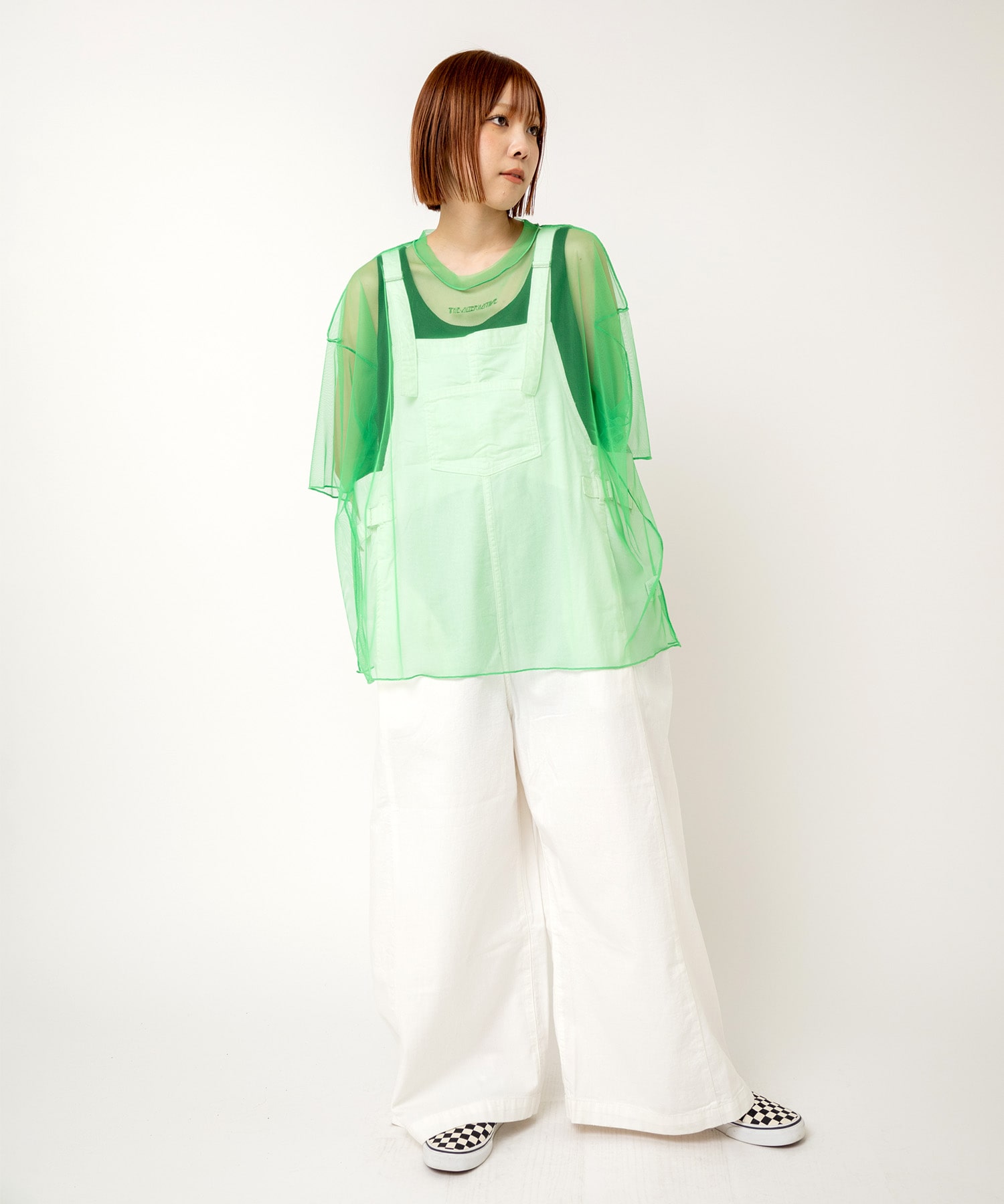 O0670 スーパーワイドオーバーオール(M ホワイト): オールインワン