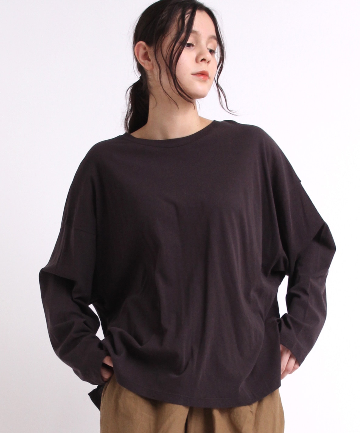 M1821 40強撚ビッグロングTシャツ(M ブルーグレー): トップス - RNA