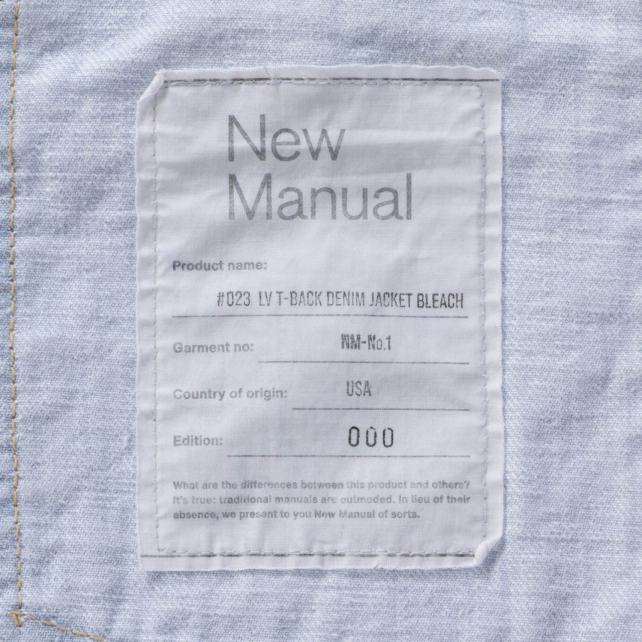 023 LV T-BACK DENIM JACKET BLEACH – New Manual