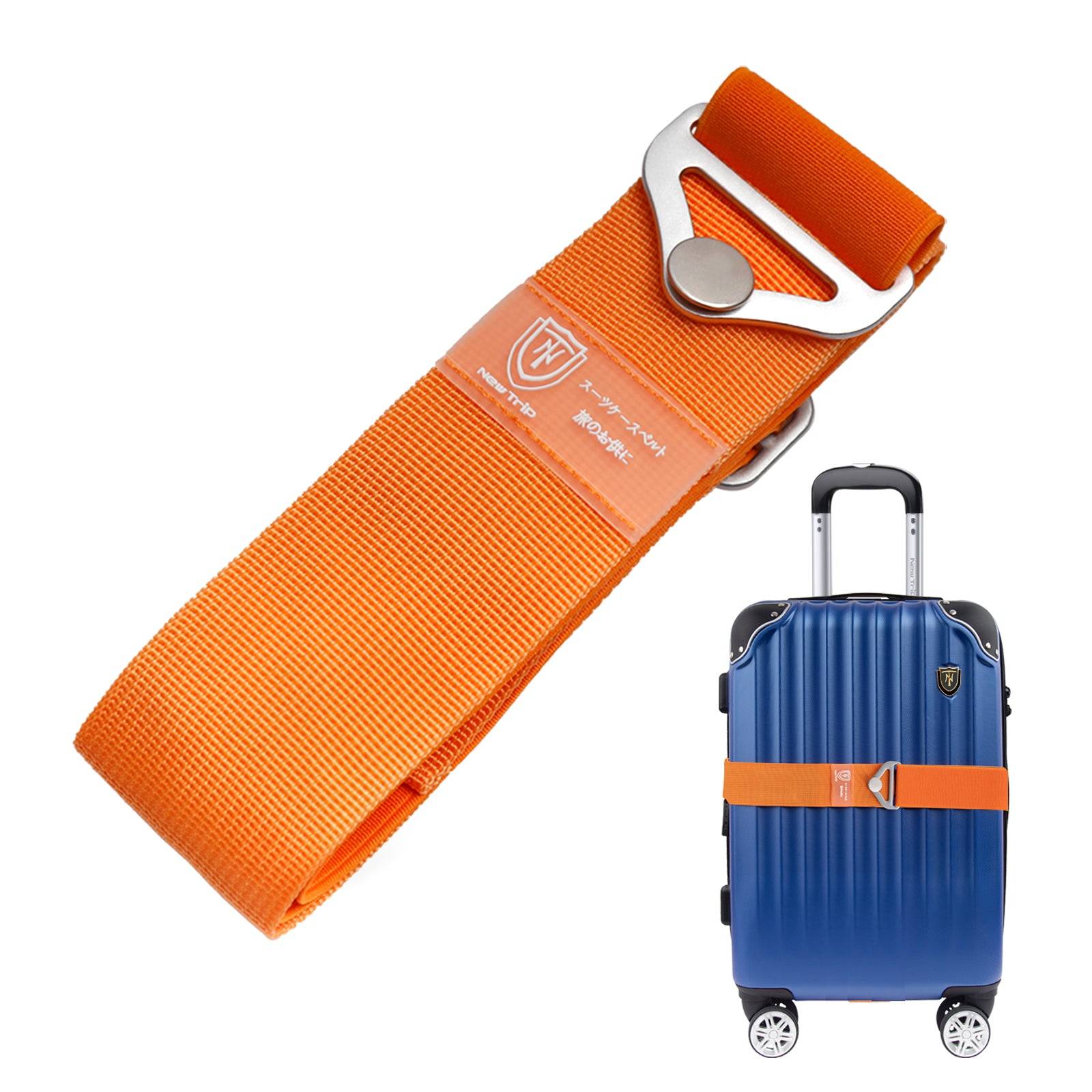 旅行用ベルト - New Trip アジャスタブルキャリーケースベルト、オレンジ