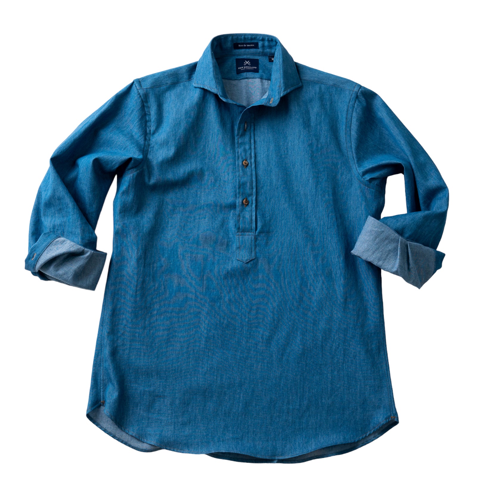 Popover Light Indigo Chambray Denim Sport Shirt - NewEnglandShirtCo