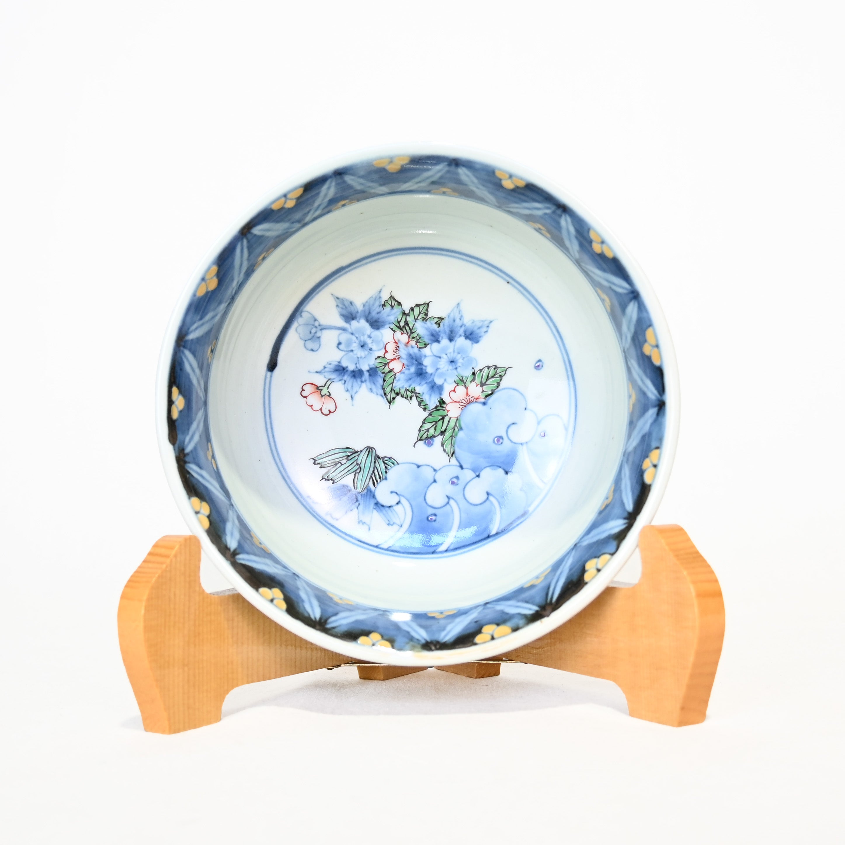 六代 佐藤走波 染錦花文 山水鉢 共箱付 有田焼 / The Sixth Sato Souha