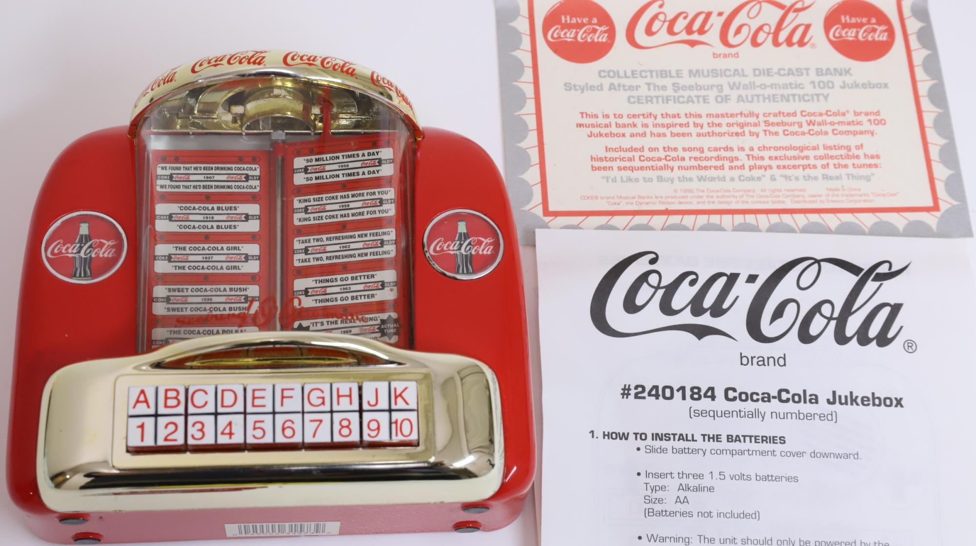 アメリカUSAビンテージコカコーラジュークボックス型バンク貯金箱1996