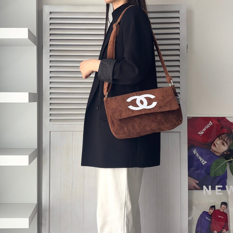 シャネル ココマーク パイル地 ノベルティ ショルダーバッグ ブラウン
