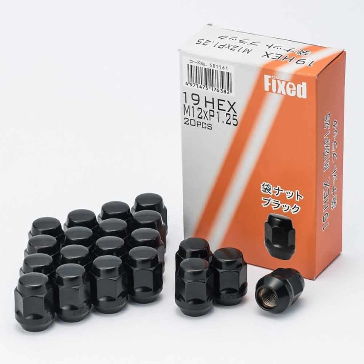 FIXED 19径 袋ナット 12×1.25 20個入り ニューブラック