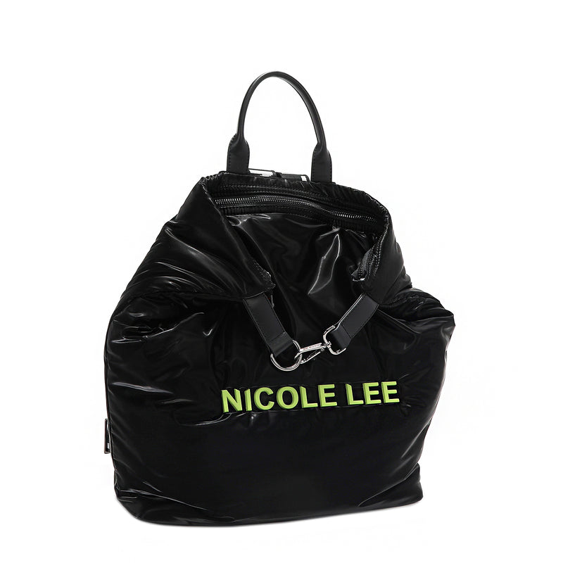 Puffy Large Backpack with Shiny Finish, Lightweight, Black