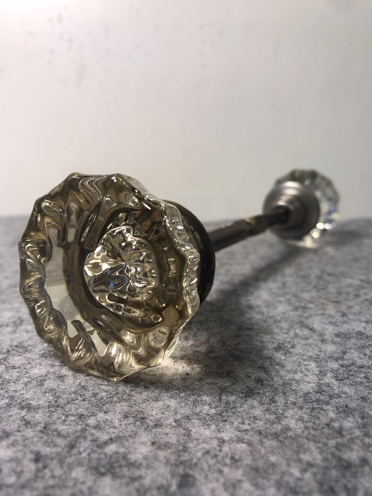 アンティーク ガラス ドアノブ×2 芯棒セット シフトノブ 2 | 京都