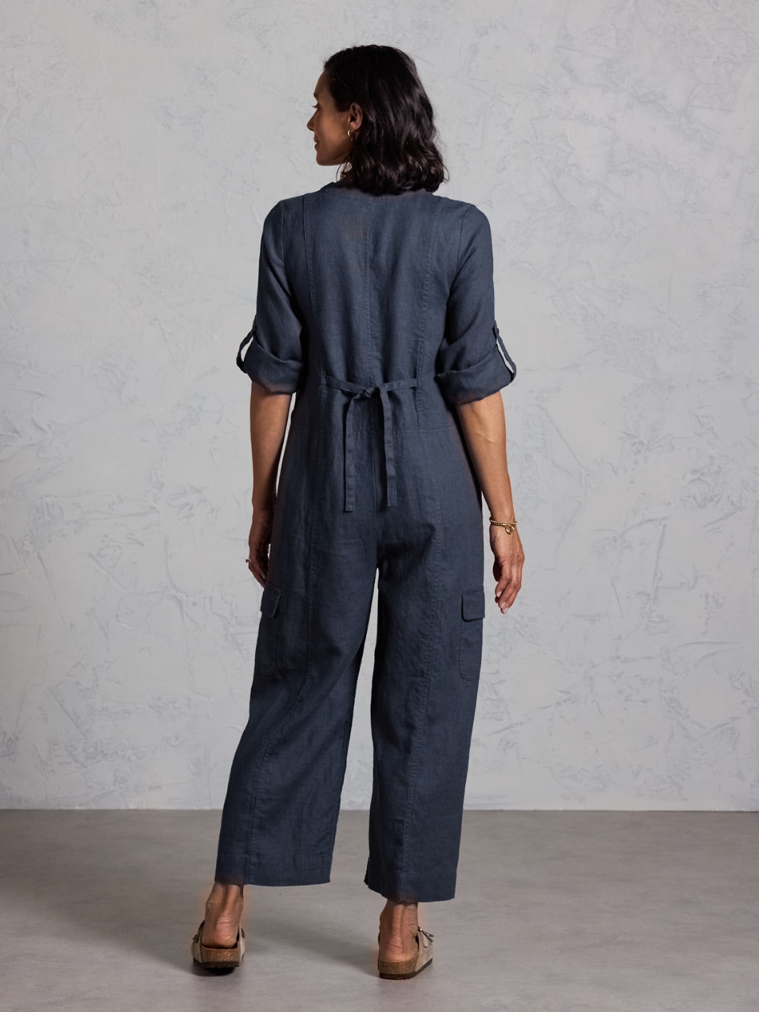 Mara Linen Jumpsuit Charcoal | Relaxed Charcoal Linen Jumpsuit