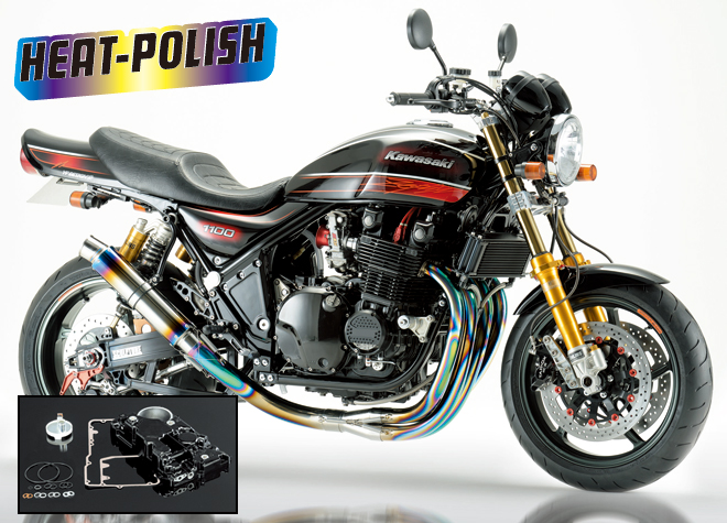 ZEPHYR1100 4in1 手曲げチタンEXマフラー (カットOILパン付き)【ヒート