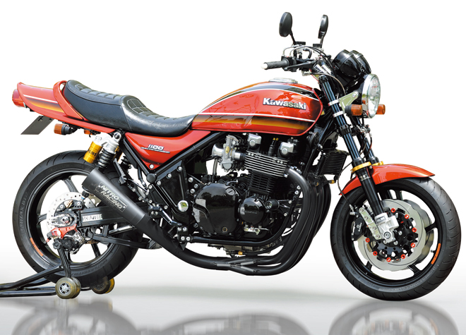ZEPHYR1100 4in1 手曲げスチールメガホンEXマフラー【カットオイルパン