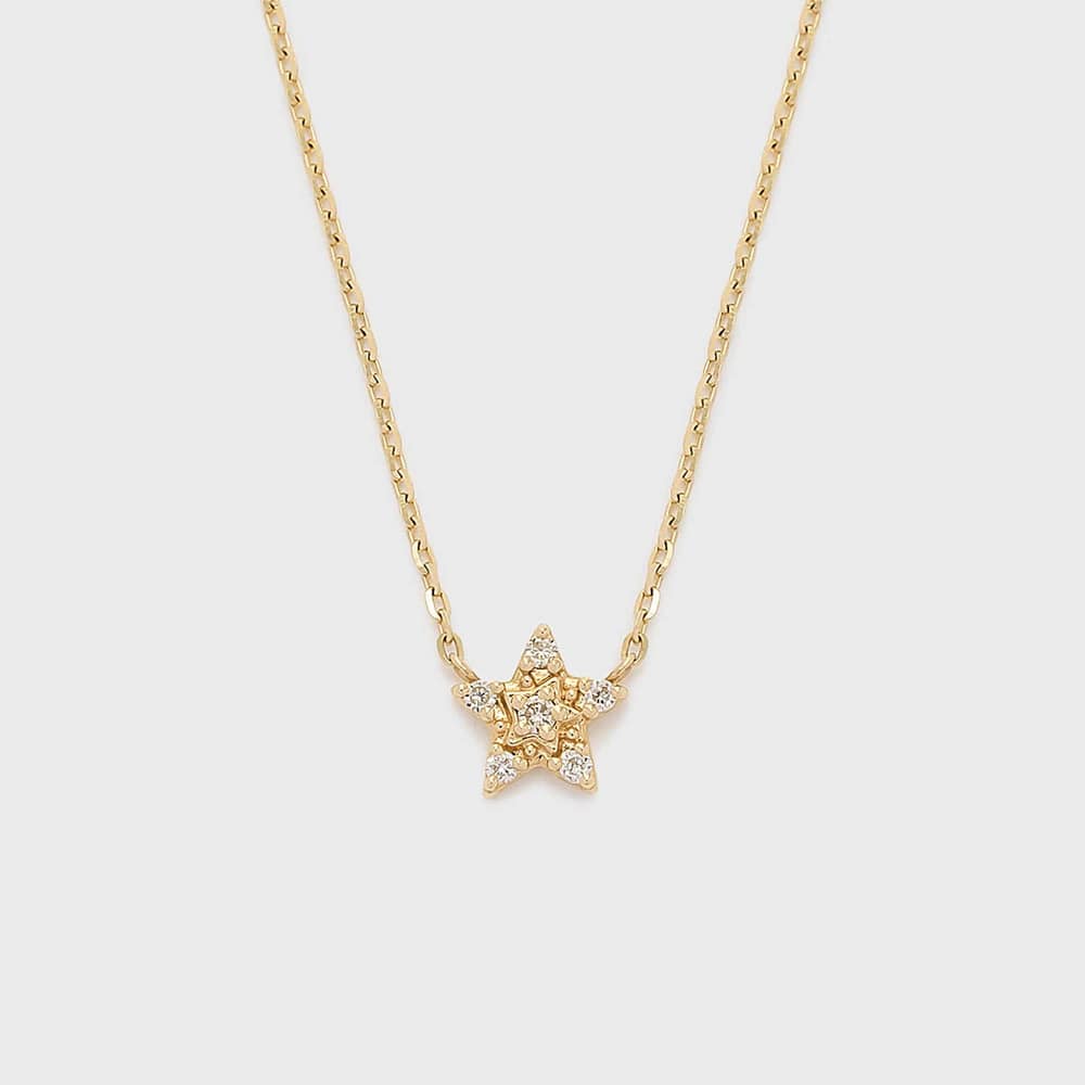 Tiny Motif】K10ダイヤモンドスターネックレス（0.02ct）｜ネックレス