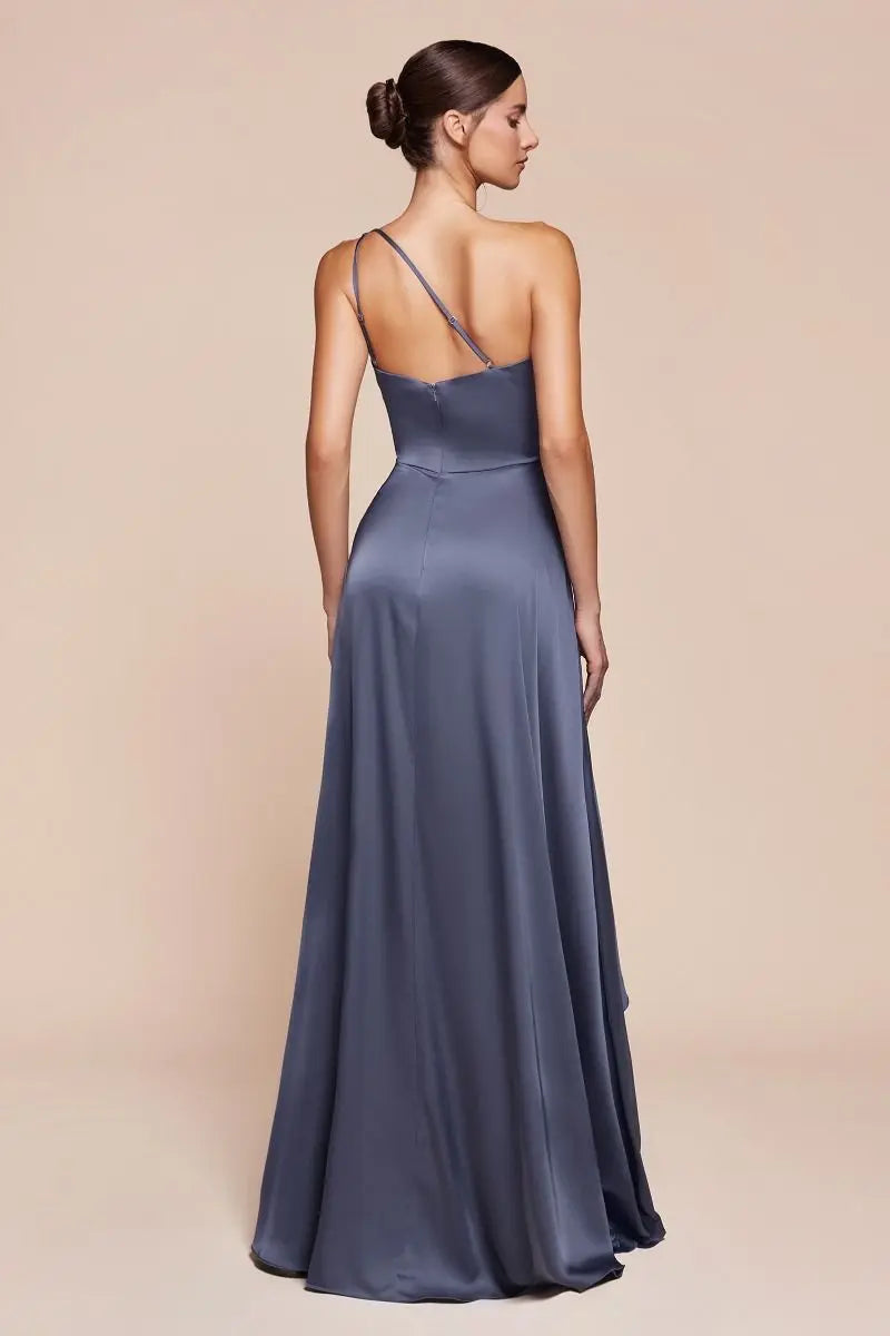 Ladivine 7450 One Shoulder Soft Satin A Line Dress - NORMA REED