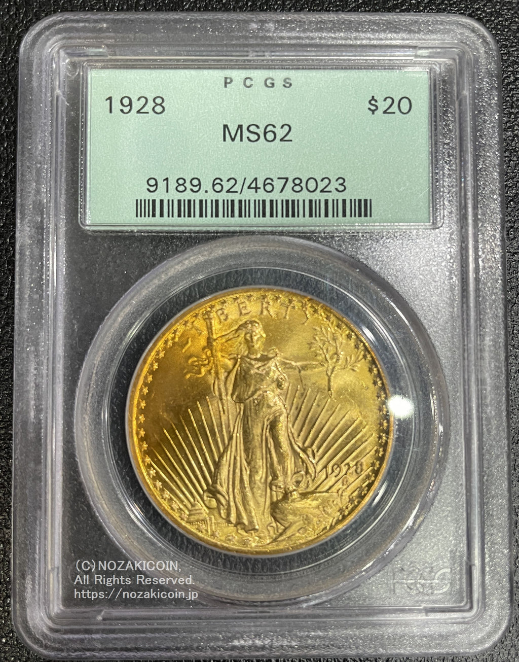 アメリカ 20ドル金貨 セントゴーデンズ 1928年 未使用 PCGS MS62